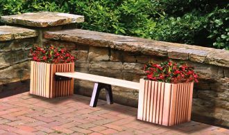 Square Planters and Bench Recycled Plastic