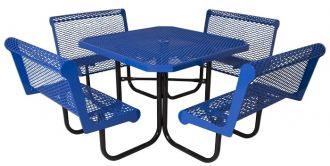 46" Octagon Picnic Table  with  Walk Through Design with Thermoplastic Coated Steel Capri Seats and Top