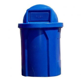 42 Gallon Round Plastic Trash Receptacle with Dome Top and Door