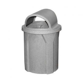 42 Gallon Round Plastic Trash Receptacle with Dual Opening