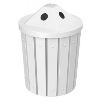 42-Gallon Molded Slat Trash Receptacle With 2 Way Recycle Dome Top