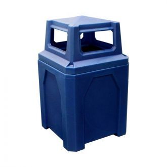 52-Gallon Square Trash Receptacle with 4-Way Lid & Liner