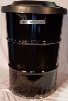 55-Gallon Drum Trash Receptacle with Many Lid Options