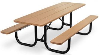 Extra Heavy Duty Picnic Table with Recycled Plastic Top & Seats Walk Through Design