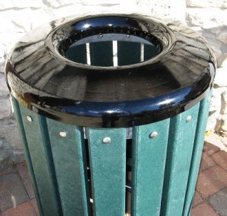 Trash Receptacle Recycled Plastic Trash Receptacle with Steel Top