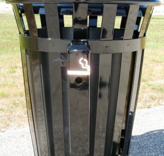 Side mounted cigarette receptacle for Trash Receptacle