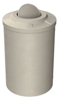 55 Gallon Round Plastic Trash Receptacle with Bug Barrier 10" Flip Door & Liner