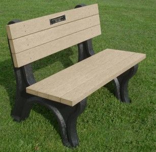 4 Foot Deluxe Memorial Park Bench with Plaque