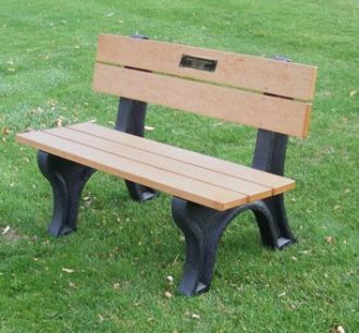 4 foot EconoMizer Traditional Memorial Park Bench with Plaque