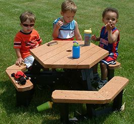 Youth Hexagon Picnic Table with Slide-In Access