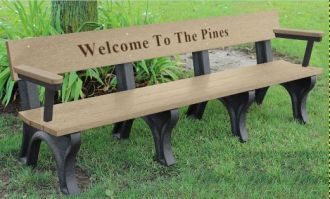 8-Foot Landmark Memorial Park Bench with Arm Rest