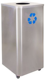 Recycling Receptacle, 24 gal, stainless steel with casters - Liquids Disposal Companion 