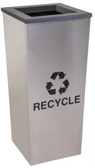 18-Gallon Tapered Single Bin Recycling Receptacle, Stainless Steel