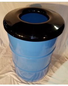 55-Gallon Drum Recycling Bin with Steel Top and Large Rain Guard