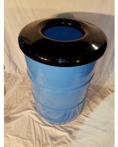 55-Gallon Drum Trash Bin with Steel Top and Large Rain Guard