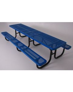 10' Thermoplastic Coated Picnic Table with  Walk Through Design and Perforated Pattern Top and Seats