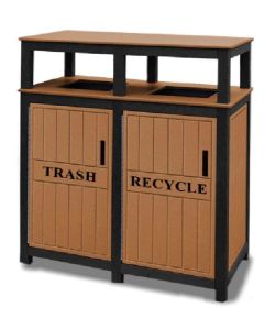 Dual Square Plastic Slatted Two Tone Recycle Bin