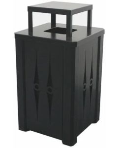 32 Gallon Steel Trash Receptacle With Rain Cover