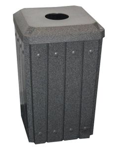 32-Gallon Square Molded Slat Trash Receptacle With Flat Top with 4 inch opening