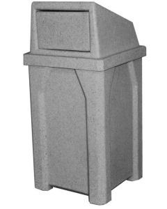 32-Gallon Square Trash receptacle with rain guard and door