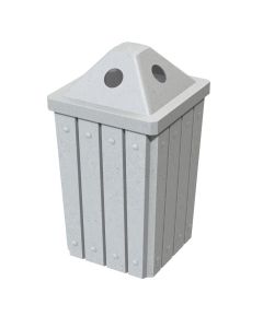 32-Gallon Square Molded Slat Trash Receptacle With Pyramid Top