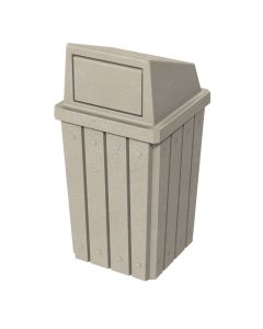 32-Gallon Square Molded Slat Trash Receptacle With Covered Top with Door