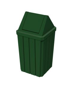 32-Gallon Square Molded Slat Trash Receptacle With Swing Door