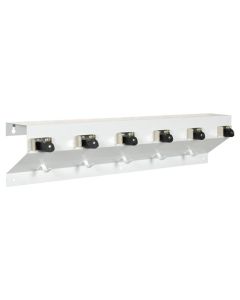 Mop & Broom Holder, 6 Cam, Steel, White, 36" Long