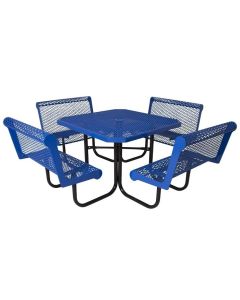 46" Octagon Picnic Table  with  Walk Through Design with Thermoplastic Coated Steel Capri Seats and Top