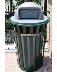 36-Gallon Single Bin Recycling Receptacle With Recycled Plastic Dome Top and Heavy Duty Liner