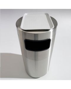 39-Gallon Stainless Steel Trash Receptacle with Tray Top