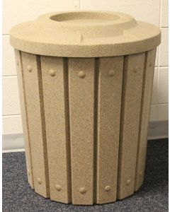42-Gallon Molded Slat Trash Receptacle With 4 Inch Recycle Top