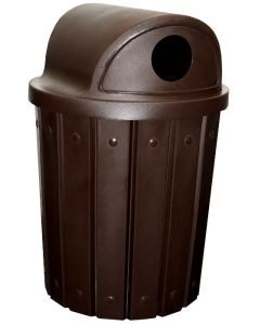 42-Gallon Molded Slat Trash Receptacle With 2 Way Recycle Dome Top