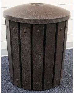 42-Gallon Molded Slat Trash Receptacle With Mushroom Top