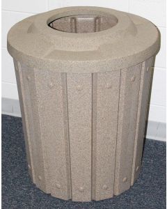 42-Gallon Molded Slat Trash Receptacle With 10" Opening Top