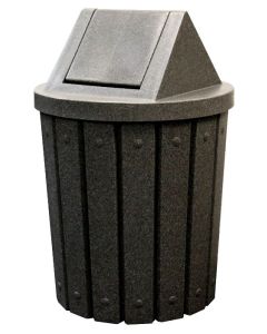 42-Gallon Molded Slat Trash Receptacle With Swing Door