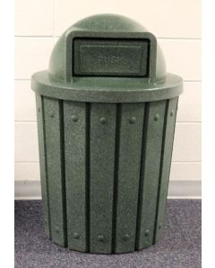 42-Gallon Molded Slat Trash Receptacle With Dome Top