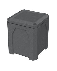 52-Gallon Square Trash Receptacle with Flat Lid Dust Cover Assembly