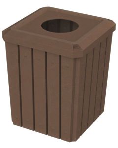 52-Gallon Square Slat Trash Receptacle with 10" Hole Recycle Lid