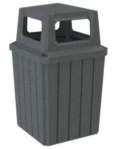 52-Gallon Square Slat Trash Receptacle with 4-Way Lid, Rain Guard  & Heavy Duty Liner
