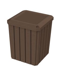 52-Gallon Square Slat Trash Receptacle with Flat Lid Dust Cover
