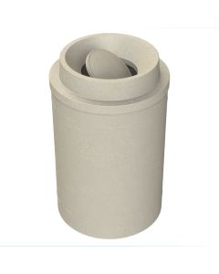 55 Gallon Round Plastic Trash Receptacle with Funnel Bug Barrier 10" Flip Door & Liner