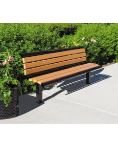 6 Foot Richmond 61 Series Steel Frame Bench with Recycled Plastic Slats and Back