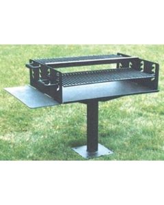 Bi-Level Surface Mount Pedestal Park Grill with Utility Shelf