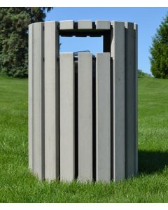 Round 33 Gallon Recycled Plastic Trash Receptacle with Rain Cap