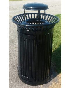 Top Load 36-Gallon Steel Trash Receptacle with Rain Guard