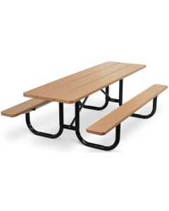 Extra Heavy Duty Picnic Table with Recycled Plastic Top & Seats Walk Through Design