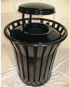 45-Gallon Steel Trash Receptacle with Rain Guard
