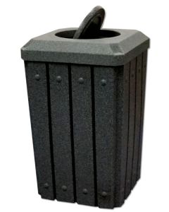 32-Gallon Square Molded Slat Trash Receptacle With Bug Barrier