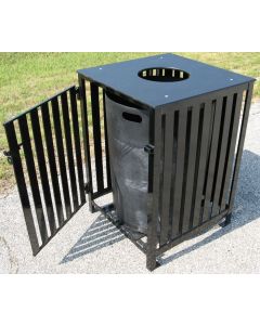 50-Gallon Square Trash Receptacle with Recycled Plastic Top